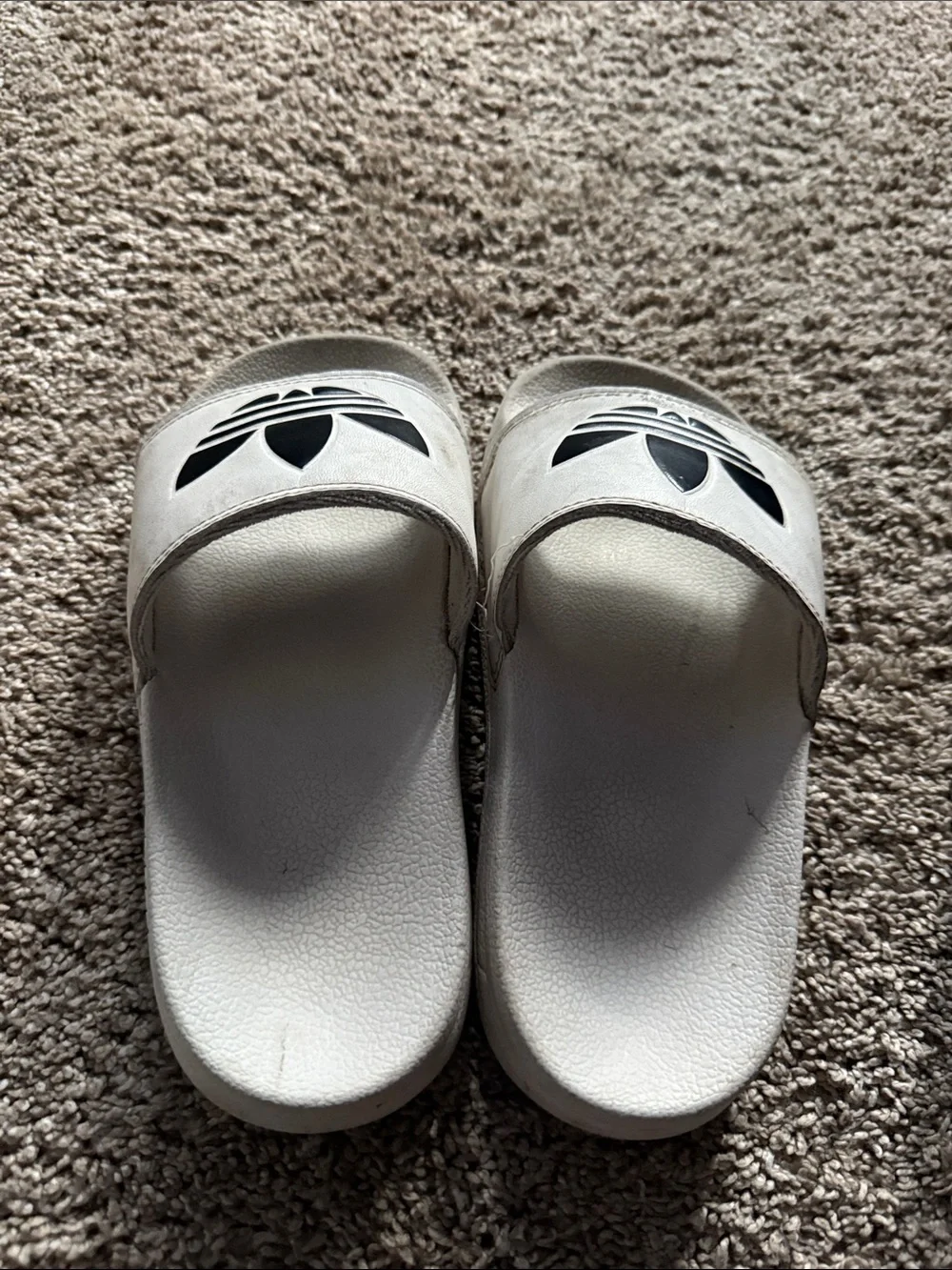 adidas kids White and Black Trefoil Slide Sandals